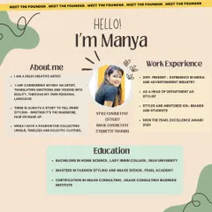 A bit about my background. With a Master's in Fashion Styling and years of industry experience, my passion lies in translating emotions and visions into a unique visual language.