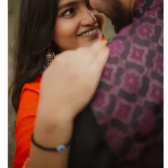 An intimate close-up, where a single look speaks volumes. We focus on capturing the genuine expressions that define a couple's bond during their pre-wedding portrait session.