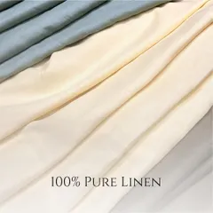A swatch of our 100% pure linen fabric. This image highlights the natural texture and high quality of the material we use for crafting breathable and sophisticated shirts, trousers, and jackets.