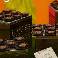 A sweet indulgence for your guests. Our Salted Caramel Fudge is beautifully arranged and ready to be served, showcasing our attention to detail in every aspect of our dessert catering.