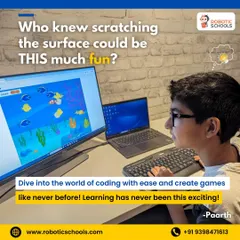 Paarth is completely absorbed in creating a game with Scratch. This platform makes it easy for kids to dive into coding and see their ideas appear on the screen, making learning feel like play.