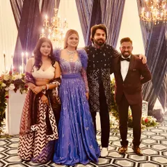 We feel so blessed to be a part of so many beautiful celebrations. Posing with this gorgeous couple after their sangeet performance.