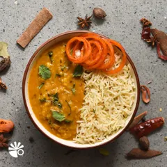 There is nothing that a plate of dal-chawal cannot cure. Flavored with simple spices like cumin and turmeric, this meal is a celebration of simplicity and comfort. It's my go-to meal on most days!