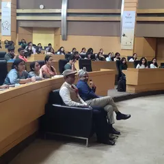 An engaged audience of faculty and students at Mahindra University's School of Law during the orientation ceremony where our partner spoke.
