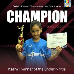 We celebrate every victory, and this one is special. Here is our young champion, Kashvi, after winning the under-9 title at the BAMU District Selection Tournament. Our youth badminton program focuses on building strong fundamentals from an early age.