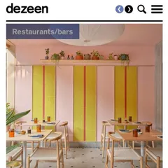 Another shot from the Dezeen feature on Lucky Chan, showcasing the restaurant's vibrant tile work and playful color scheme. International recognition like this inspires us to keep pushing our design boundaries.