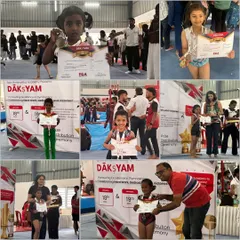 A collage from the Inter-Club Gymnastics Meet 2025. Our Elite students participated across all age categories and bagged numerous gold and silver medals.