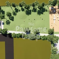 An aerial view from our design plans, showing the scale of our 2-acre facility, including the large playfield, agility zone, and pool.
