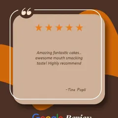"Amazing fantastic cakes.. awesome mouth smacking taste!" This glowing review from Tina Popli truly makes our day. We are so happy you highly recommend our creations.
