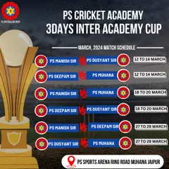 The match schedule for our 3-day Inter Academy Cup. Regular tournaments like these ensure our players are always match-ready and accustomed to the pressures of competitive cricket.