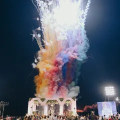 I believe in creating moments that feel larger than life. This spectacular display of colorful fireworks over the wedding mandap was the perfect crescendo to a beautiful ceremony, lighting up the night and the hearts of everyone present.