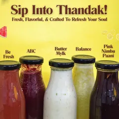 Beat the heat and sip into 'Thandak' with our refreshing cold-pressed juices. From 'Be Fresh' to 'Pink Nimbu Paani', every bottle is a burst of cool, soulful goodness.