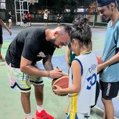 An inspiring moment as India's top 3v3 player, Dhruv Barman, signs a basketball for one of our young athletes. We love creating these unforgettable experiences that motivate the next generation.