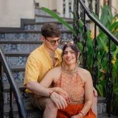 A quiet moment for the couple amidst their Haldi celebrations in Goa. Even in the middle of all the fun, we look for these small pockets of connection and intimacy.