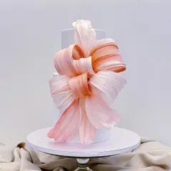 I absolutely love the dramatic and modern look of wafer paper. This two-tiered cake features a large, hand-painted pink bow, showing how a simple, clean design can be transformed into a true statement piece.