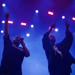 Pointing to the sky with Bohemia paaji in Toronto. A powerful moment captured on stage, showing the connection and shared energy during a live concert.