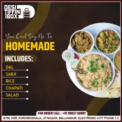 This is what our standard homemade thali looks like. Each meal is a balanced plate including dal, sabji, rice, chapati, and a fresh salad, ensuring a wholesome and satisfying lunch or dinner for your group.