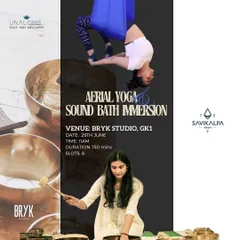 We host special workshops like this Aerial Yoga and Sound Bath Immersion. It's a unique experience designed to harmonize your senses and promote deep relaxation.