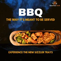 This is BBQ served the right way. My new sizzler trays ensure that your tandoori and grilled snacks arrive hot and smoky, delivering an authentic barbecue experience at your event.