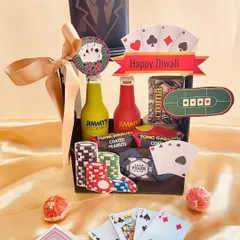 Get ready for your next card party with our poker-themed hamper. It's a winning hand with non-alcoholic cocktail mixers, snacks, and fun casino-themed decorations.