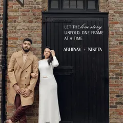 Let the love story unfold, one frame at a time in London. We styled this couple in chic, coordinated trench coats against a rustic brick wall, creating a timeless and romantic pre-wedding look.