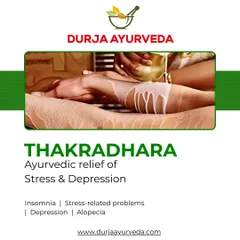 This is Thakradhara, a unique therapy using medicated buttermilk. It is highly recommended for stress-related problems, depression, and sleep disorders, helping to cool the system and calm the mind.