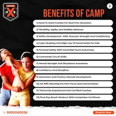 The benefits of our camp are clear. From hand to hand combat and reflex development to building mental strength and confidence, we offer a complete program for your child's growth and safety.