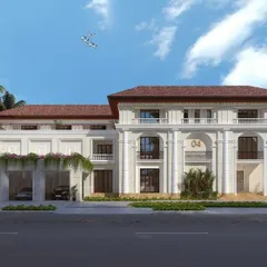 A 3D render of an upcoming classical residence in Bangalore, demonstrating our versatility in architectural styles and our ability to visualize grand, detailed designs for our clients.