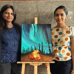I am so proud of my student Shreya, who painted this breathtaking Northern Lights scene. In my acrylic painting courses, you will learn how to blend colors and create atmospheric effects to bring dramatic landscapes like this to life on canvas.
