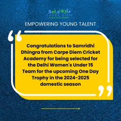 The official announcement of Samridhi Dhingra's selection. We provide a clear pathway for talented young cricketers to progress to higher levels.