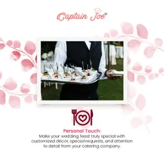 I believe in adding a personal touch to your wedding feast. My attentive staff, seen here serving canapés, is a key part of creating a special and customized experience for you and your guests.