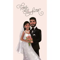 This custom digital portrait was created for a dear friend's wedding. I offer different variations, including simple portraits and versions with beautiful floral borders.