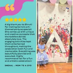 "A big thank you to Shruti for making Aarna's art-themed party so special!" We love coming up with unique and creative concepts for toddlers that keep them entertained and make the celebration memorable.