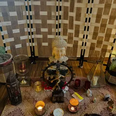 The altar at my shala, set up for our March practice. It holds the energy of our collective intentions and devotion.