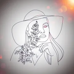 The beauty of line art, designed from the heart. This digital drawing features a woman with flowers, created with a single continuous line to give it an elegant and minimalist feel.