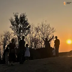 A beautiful silhouette of our group enjoying the sunset at Huthridurga. Our day trips are timed perfectly to catch the golden hour.