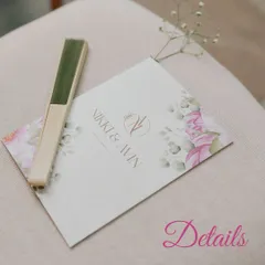 Another view of the personalized wedding stationery for Nikki & Avin, placed on a guest's chair. This shows how I integrate these details seamlessly into the event setup.