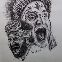 My first attempt at scribble art, capturing the divine rage and power of 'Kantara'. This style allows for intense expression and has become one of my signatures.