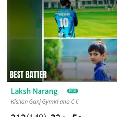 The scoreboard tells the story. A massive 212 runs off 149 balls by Laksh Narang. This is the kind of aggressive and dominant batting we train for at the academy.