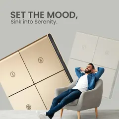 My smart panels are designed to help you set the mood and sink into serenity. Available in different finishes like this elegant gold, they blend seamlessly with your decor while putting powerful scene control at your fingertips.