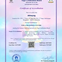 We are proud to be officially accredited by the Yoga Certification Board, under the Ministry of AYUSH, Government of India. This certificate is our promise to you that we meet the highest standards for yoga education in the country. It allows us to offer government-recognized training for various levels of yoga instructors, ensuring your certification is respected and valued.