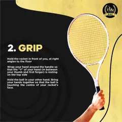 The second step to a great serve is the grip. We teach the proper way to hold the racket, ensuring the "V" of your hand is correctly positioned to allow for maximum control and power upon impact.