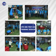 Safety is our top priority. This collage shows our coaches undergoing a CPR and First-Aid training session to ensure they are prepared for any situation.