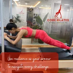 Use resilience as your armor. This forearm plank on the Reformer box is an advanced move that builds incredible endurance in the core, shoulders, and back.