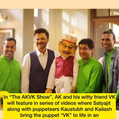 The full puppeteering team with Anil Kapoor. It takes a coordinated effort to bring a character like VK to life, with each puppeteer controlling different parts of the puppet's body.