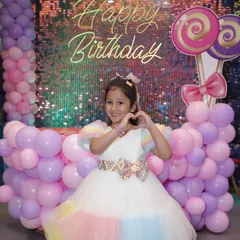 I specialize in creating picture-perfect themed birthday parties. From the decorations to the cake, every detail is crafted to bring your child's favorite characters and stories to life, like this magical unicorn and candy-themed celebration.
