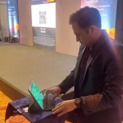 A quiet moment before the show begins. Here I am backstage at a Cisco event, preparing my iPad for the performance. This is where the digital spells are crafted before I step on stage.