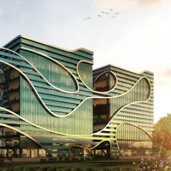 This design for a commercial hub in Central India is a study in organic forms and interconnectedness. I envisioned three towers that flow into one another, wrapped in a sleek glass façade that blends modernity with the natural landscape, creating a state-of-the-art business environment.