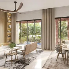 I design homes where the boundary between inside and outside is fluid and inviting. This living space at the Lake Forest Hill development uses large windows to fill the interior with natural light and connect residents to the surrounding landscape.