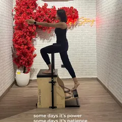 A member uses the Stability Chair for a step-up exercise, a move that builds leg strength, balance, and control.